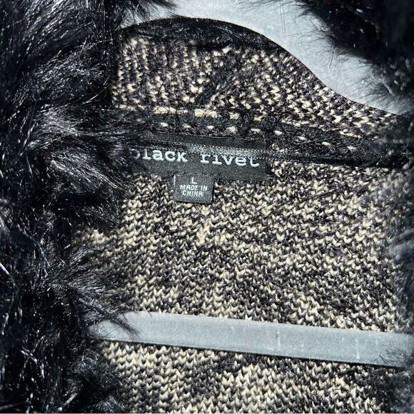 Black Rivet rose metallic print soft faux fur sweater cardigan jacket - Picture 8 of 12